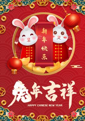 兔年简约新年宣传海报