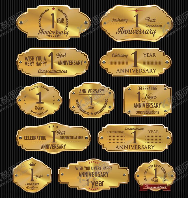 编号：98372704081404055702【酷图网】源文件下载-金色金属质感标牌设计元素