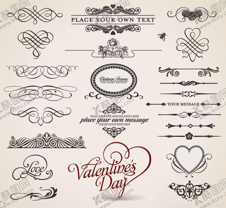 编号：94193010051649559014【酷图网】源文件下载-复古婚礼装饰元素设计