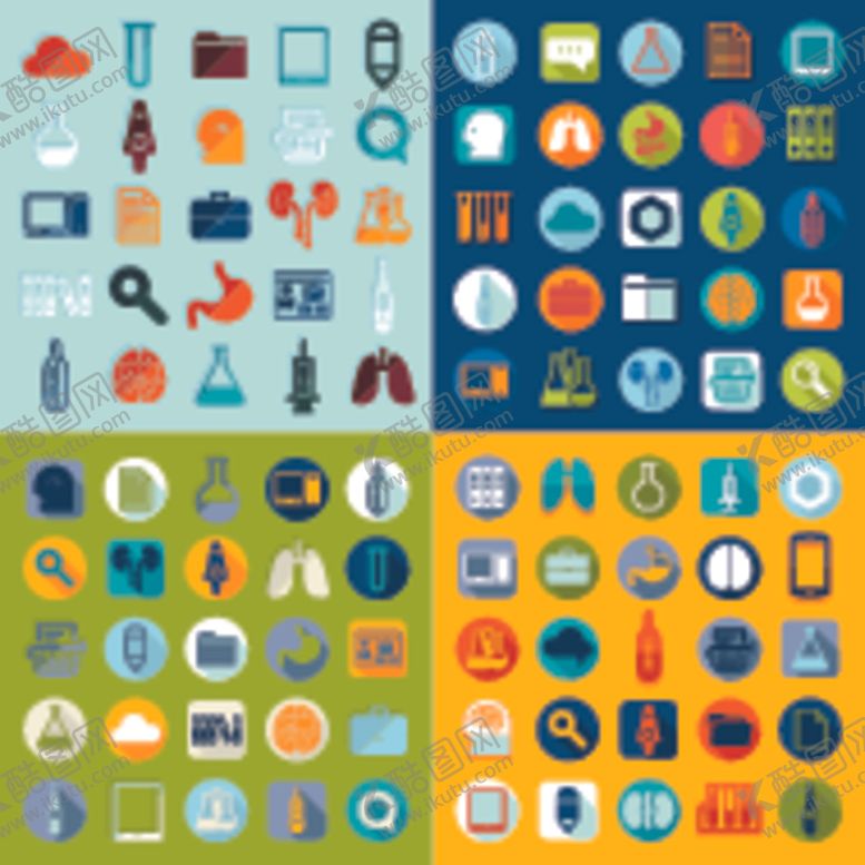 编号：93257204052359159595【酷图网】源文件下载-多彩扁平风格图标集合