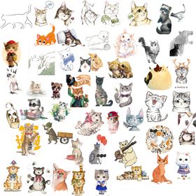 卡通猫咪手绘小猫素材