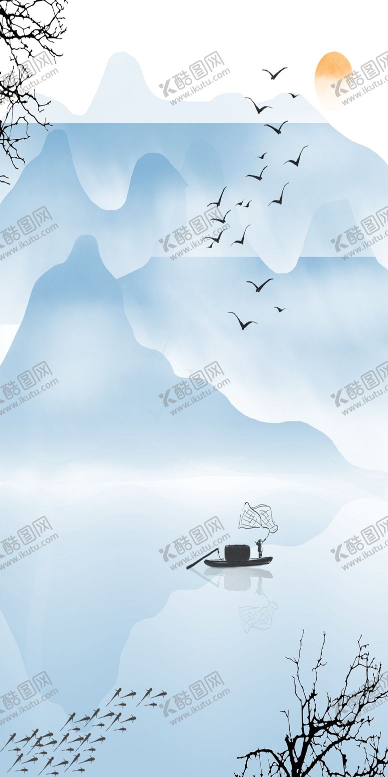 编号：83714604192008211717【酷图网】源文件下载-新中式山水装饰画