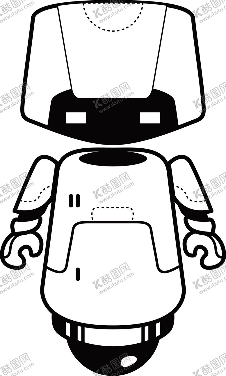 编号：95717604250048314065【酷图网】源文件下载-黑白单色卡通机器人PNG免扣高