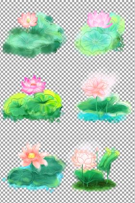 水彩荷花荷叶莲花水墨画