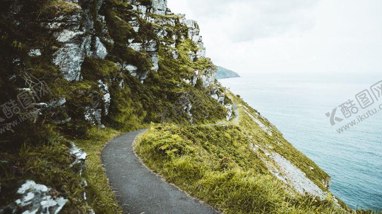 编号：67443209252215593521【酷图网】源文件下载-山崖小路大海天空风景