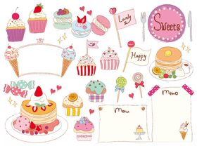 可爱甜点装饰元素集合