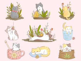 卡通猫咪贴纸