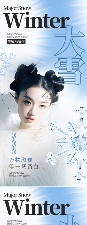 大雪节气海报人物医美花二十四