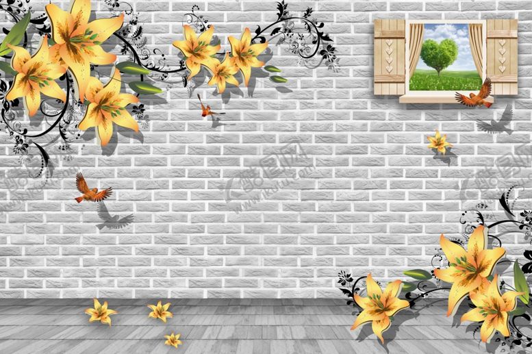 编号：17159509240014509805【酷图网】源文件下载-花卉背景墙