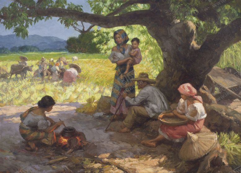 编号：20156109121205332703【酷图网】源文件下载-油画农民插画丰收插秧