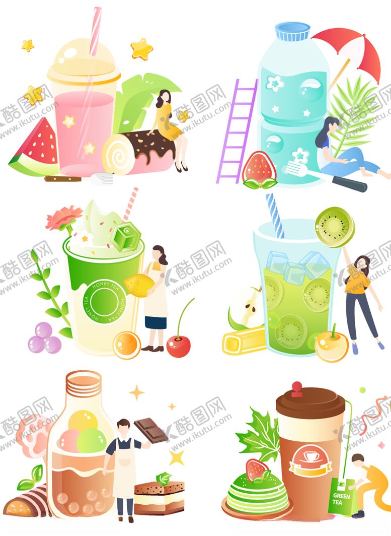 编号：20271405131518494660【酷图网】源文件下载-奶茶矢量场景制作元素卡通