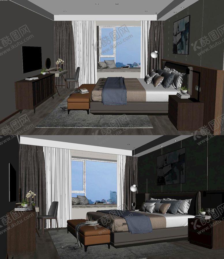 编号：97800110310725123019【酷图网】源文件下载-简约卧室3d模型