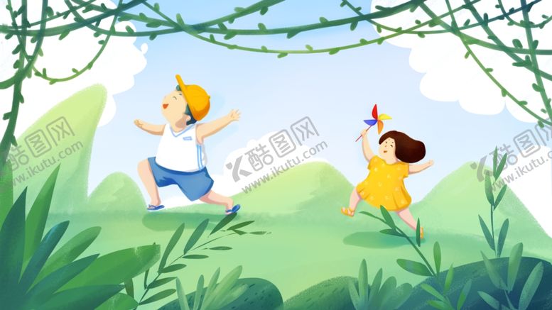 编号：66180305102013005496【酷图网】源文件下载-户外郊游儿童清新插画海报素材