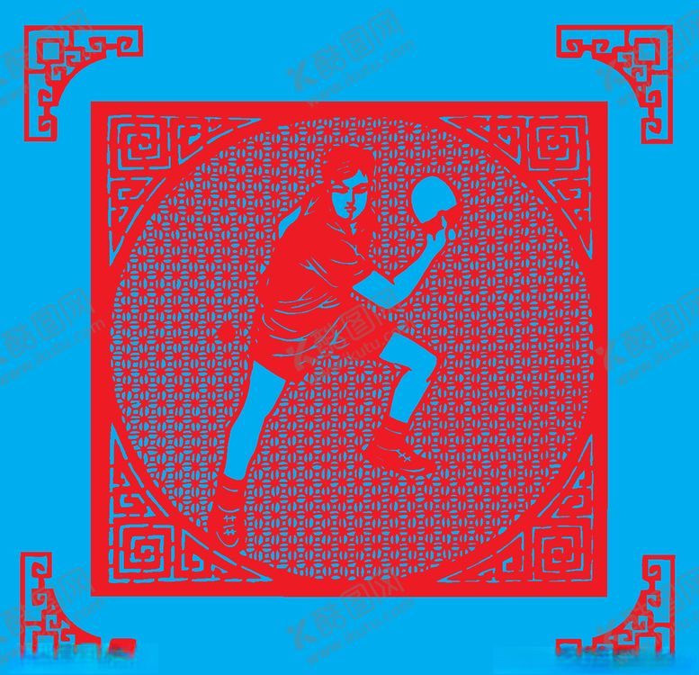 编号：73214110311709008616【酷图网】源文件下载-打乒乓球剪纸