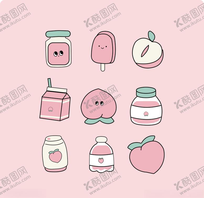 编号：58615710171149463664【酷图网】源文件下载-卡哇伊水蜜桃图案