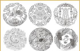 传统花纹线条插画传统素材