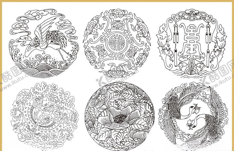 编号：20479707051655121300【酷图网】源文件下载-传统花纹线条插画传统素材