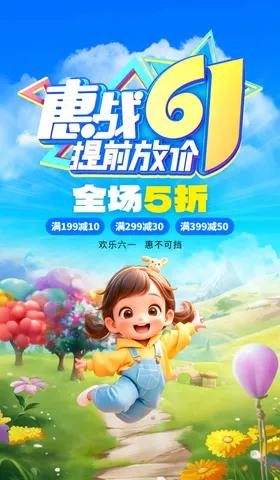 儿童节海报展板卡通男孩