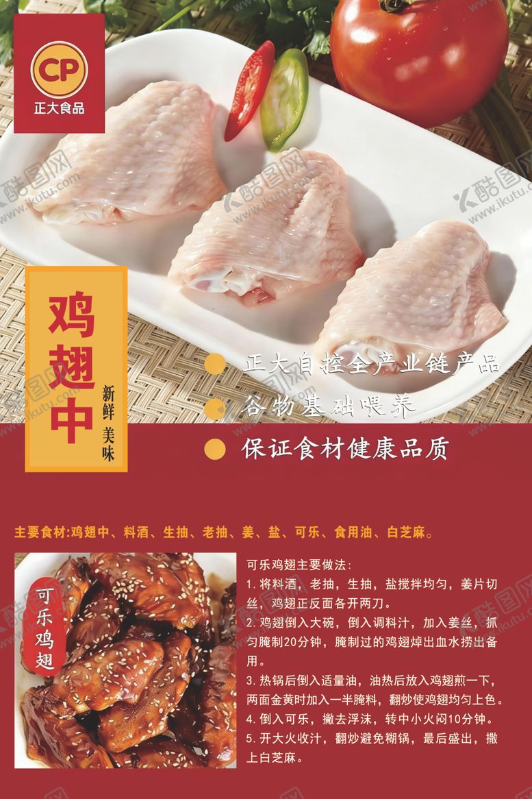 编号：46647304110106529461【酷图网】源文件下载-新鲜鸡翅中展示