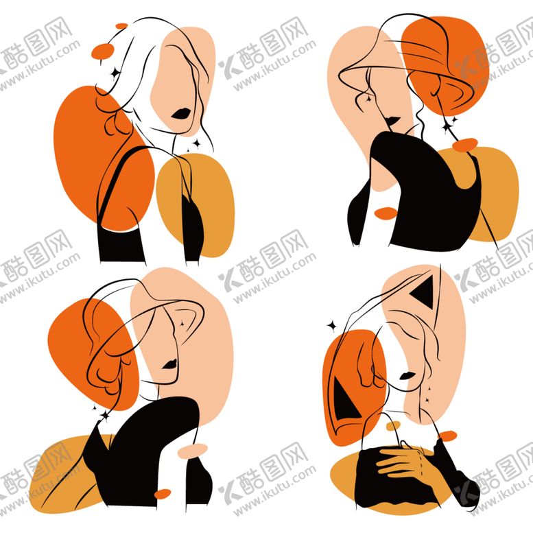 编号：49699410310227119146【酷图网】源文件下载-女性优雅的艺术线条抽象画png