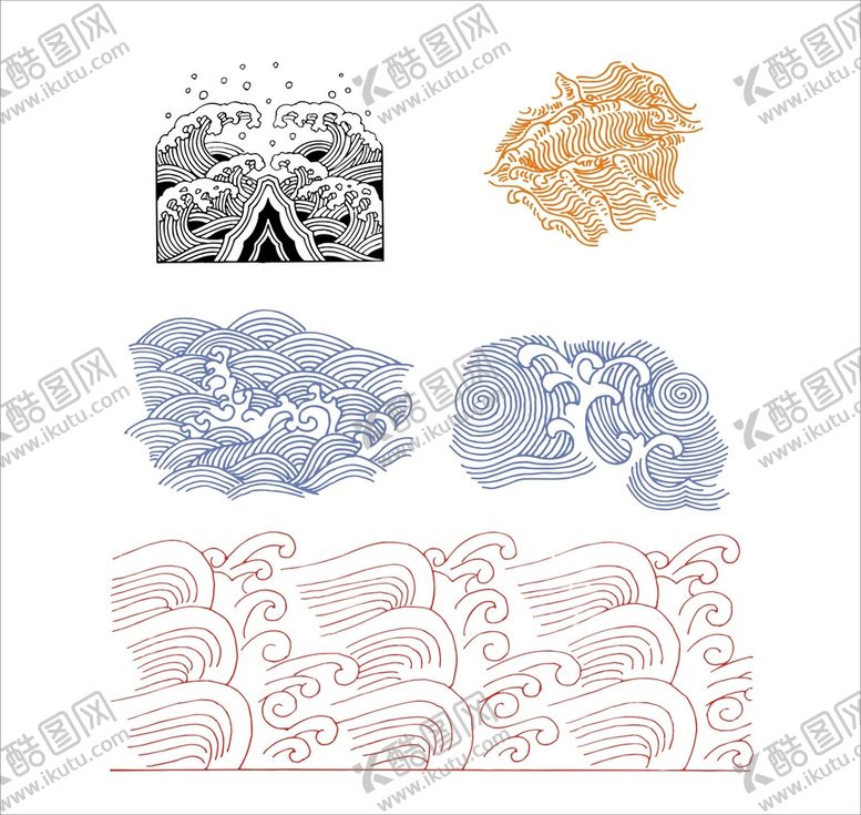 编号：87554302131203142482【酷图网】源文件下载-海浪河流水纹矢量图形