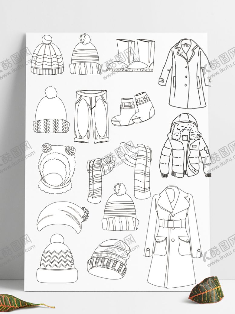 编号：76530109141436328042【酷图网】源文件下载-手绘卡通素描冬天服装外套