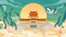 简约国潮插画月亮创意中秋节海报