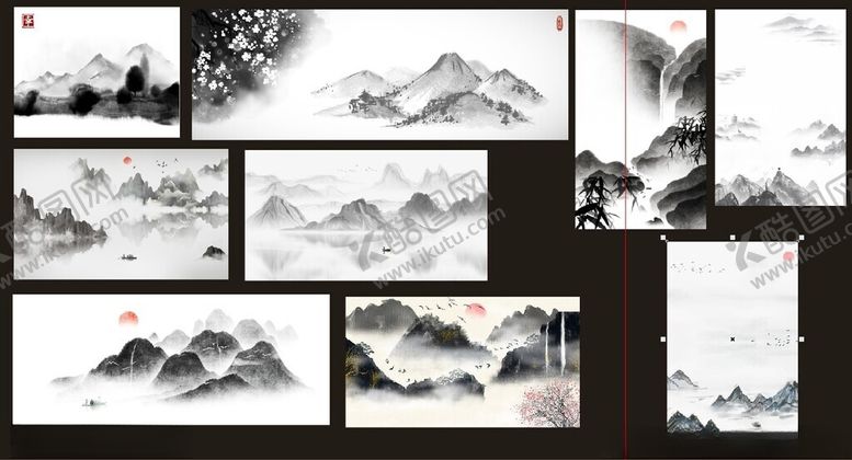 编号：22629602102110384855【酷图网】源文件下载-黑白山水背景