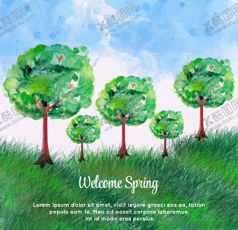 编号：31886109201452527918【酷图网】源文件下载-水彩绘春天插画矢量素材