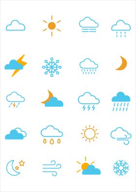 矢量手绘天气图标表情