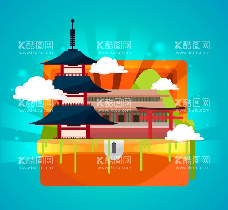 编号：83155411260715088586【酷图网】源文件下载-旅行箱里的旅游名胜