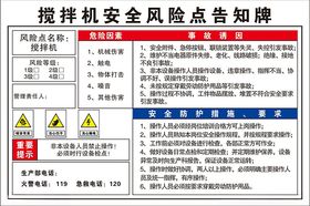 搅拌机安全风险告知牌