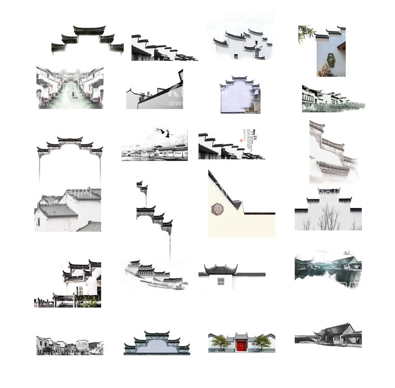 编号：73005311191412373866【酷图网】源文件下载-徽派 素材 屋脊 屋檐
