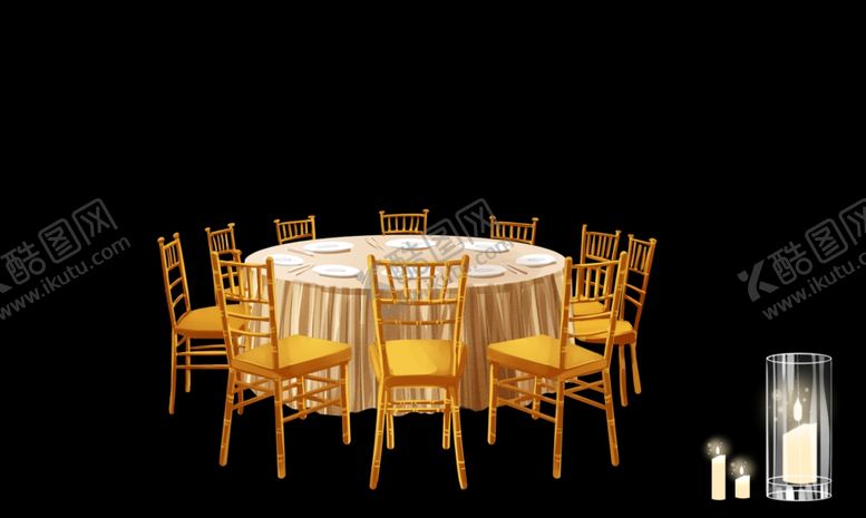 编号：71660510170115171781【酷图网】源文件下载-金色香槟色餐桌