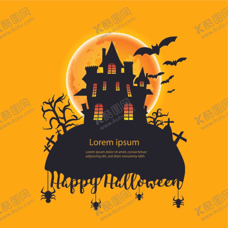 编号：37970509141336159070【酷图网】源文件下载-万圣节城堡蝙蝠蜘蛛海报