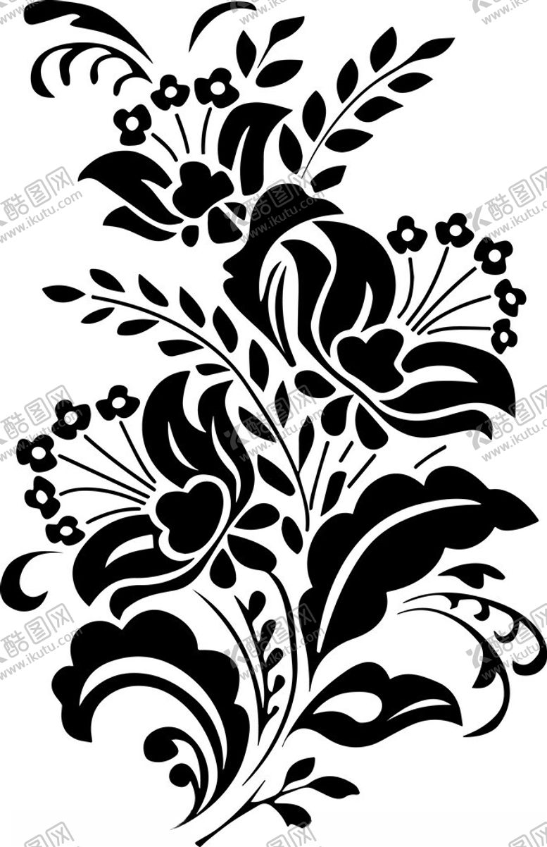 编号：26350411211857391233【酷图网】源文件下载-黑白花卉装饰图案