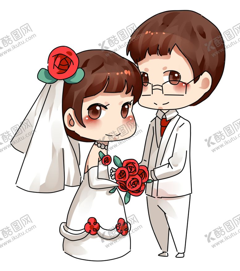 编号：23225010072000591222【酷图网】源文件下载-卡通新郎新娘