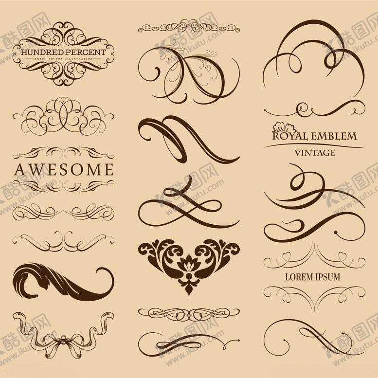 编号：19093611202216543865【酷图网】源文件下载-复古精美装饰性字体样式