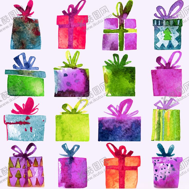 编号：72164004031553313205【酷图网】源文件下载-多彩水彩风精美礼品盒