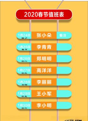 春节值班表