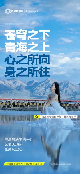 蓝色招商旅游营销青海政策海报