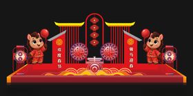 中式喜庆门楼装饰摆件