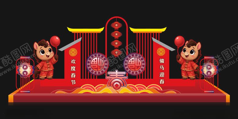 编号：99283804040718118129【酷图网】源文件下载-中式喜庆门楼装饰摆件