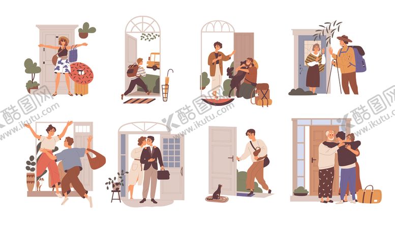 编号：87495504292350198761【酷图网】源文件下载-归家人物插画