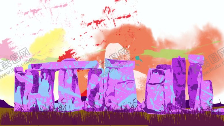 编号：33218110011433273377【酷图网】源文件下载-巨石阵水彩画油画插画