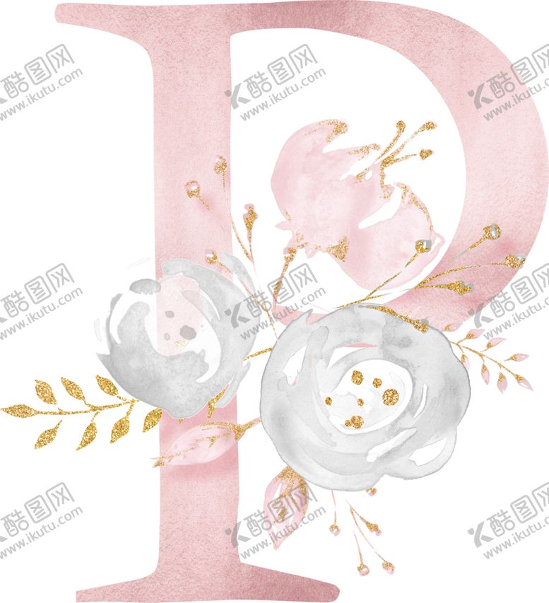 编号：67802010100650217947【酷图网】源文件下载-金粉鲜花字母数字素材