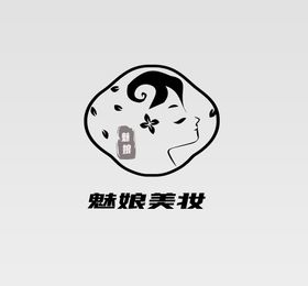 美妆logo图文插画素描人头相