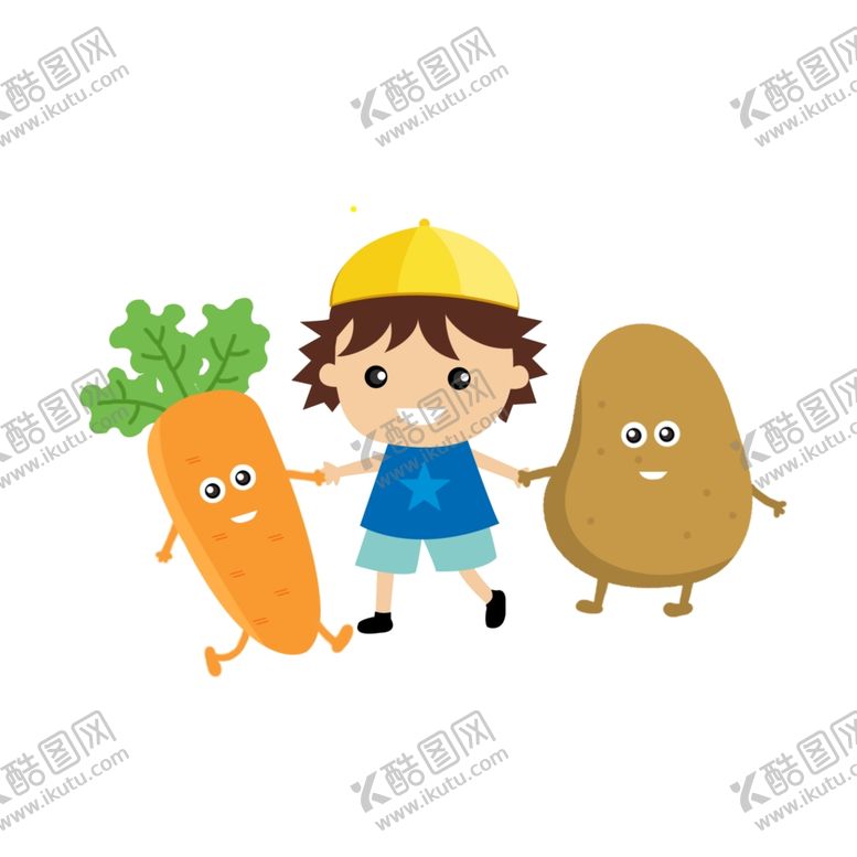 编号：90412203252240435956【酷图网】源文件下载-卡通人物与食物手拉手