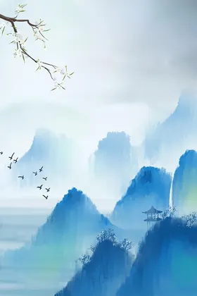 中国风水墨山水画图背景墙