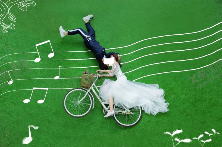 编号：30032305060018039158【酷图网】源文件下载-婚纱照写真草地绘画粉笔